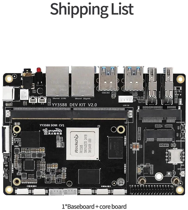 Alt view image 2 of 7 - YY3588 Single Board Computer - RK3588 SoC,6TOPS NPU, 4/8/16/32GB RAM, 4G/LTE/NFC Support, 4K/8K Video Codec, Multi-Interface Expansion for Edge AI & IoT (4GB RAM+32GB eMMC,Basic Kit)