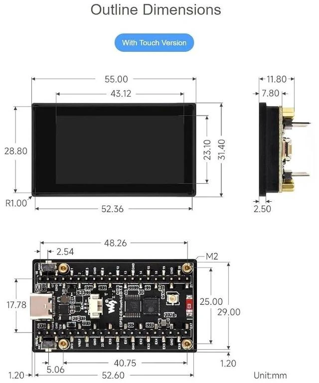 Alt view image 7 of 7 - ESP32-C6 1.9inch Touch Display Development Board,170×320 Pixels 262K Color LCD Screen Support 2.4GHz WiFi and Bluetooth BLE 5 Supports 90°Hardware Rotation