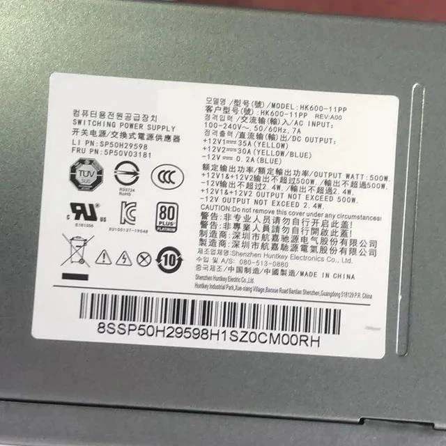 Alt view image 6 of 7 - HK600-11PP PCK010 Original New PSU for Len OVO P340 P330 P328 P310 K M930T T4900K 500W Power Supply