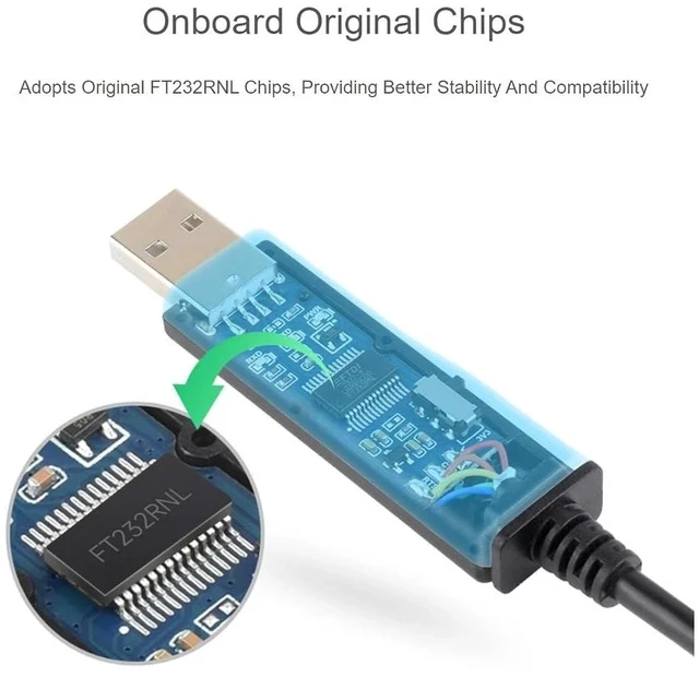 Alt view image 3 of 7 - Industrial USB to TTL 6pin Serial Adapter Cable, USB to TTL (C) Converter Onboard FT232RNL Chip,Compatible with Win11/10/8.1/8/7,Mac, Linux, Android,3.3V/5V Voltage Level Switching