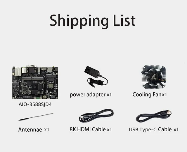Alt view image 3 of 3 - AIO-3588SJD4 Dev Kit 16GB RAM 256GB eMMC 216Pin SODIMM Consists of Core-3588SJD4 SOM MB-RK3588S-JD4 Carrier Board, Provide Carrier Board Reference Design