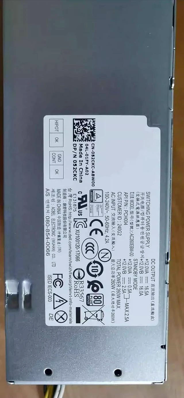 Alt view image 2 of 2 - Power Supply L260EBM-00 H260EBM-00 AC260EBM-00 B260EBM-00 H260AM-00 AC260AM-00 L260AM-00 260W for De ll 3050 3060 5060 7060