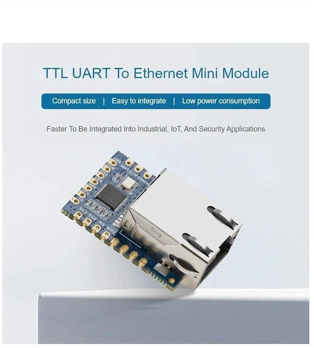 Alt view image 2 of 7 - TTL UART Serial Port to Ethernet Converter Mini Module, Bi-Directional Transparent Data Transmission Between Serial Port and Ethernet,Supports TCP Server/TCP Client/UDP Multicast/UDP Mode