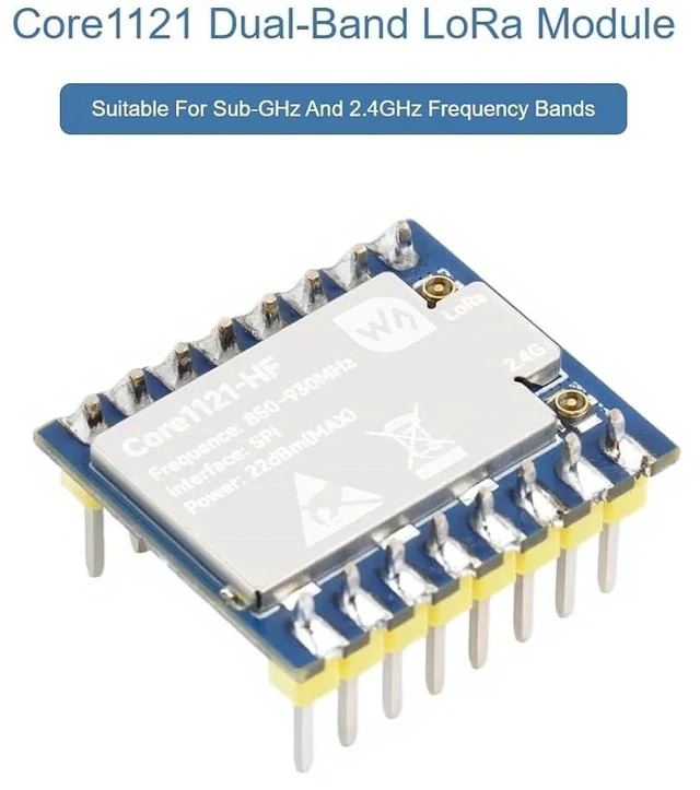 Alt view image 2 of 7 - Core1121 HF Dual-Band LoRa Module with Antenna with pre-soldered Header Based on Low-Power LoRa LR1121 Transceiver ,850-930MHz Frequency,Supports LoRa, (G)FSK, and LR-FHSS Modulation Schemes