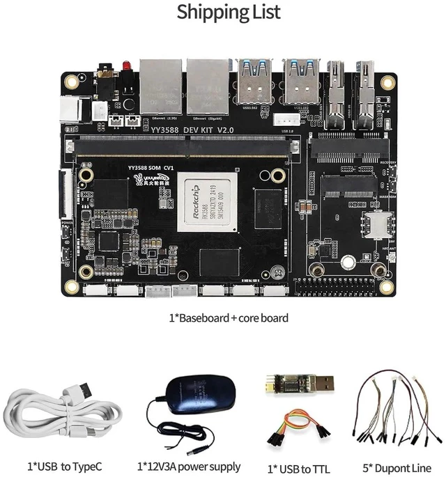 Alt view image 2 of 7 - YY3588 Single Board Computer - RK3588 SoC,6TOPS NPU, 4/8/16/32GB RAM, 4G/LTE/NFC Support, 4K/8K Video Codec, Multi-Interface Expansion for Edge AI & IoT (4GB RAM+32GB eMMC,Standard Kit)