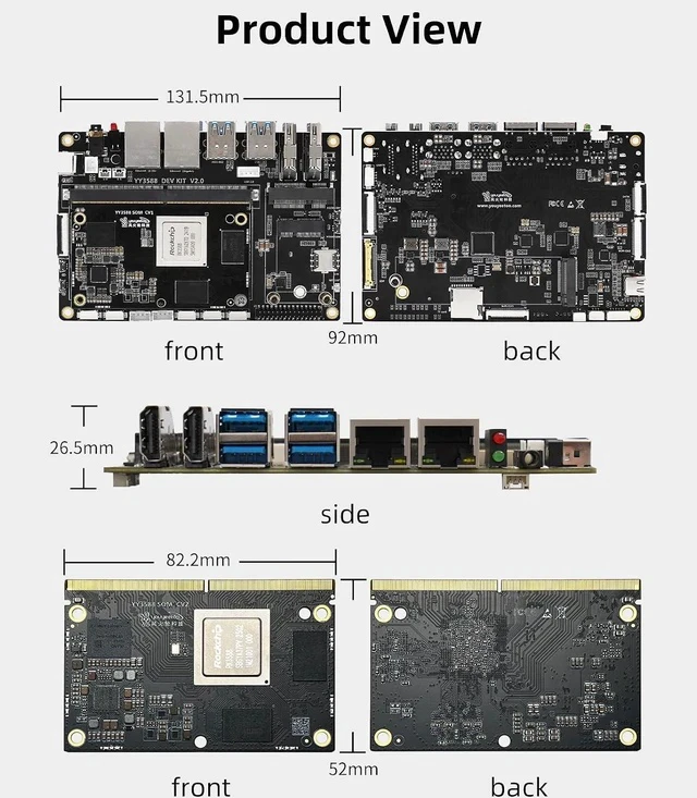 Alt view image 3 of 7 - YY3588 Single Board Computer - RK3588 SoC,6TOPS NPU, 4/8/16/32GB RAM, 4G/LTE/NFC Support, 4K/8K Video Codec, Multi-Interface Expansion for Edge AI & IoT (4GB RAM+32GB eMMC,Standard Kit)