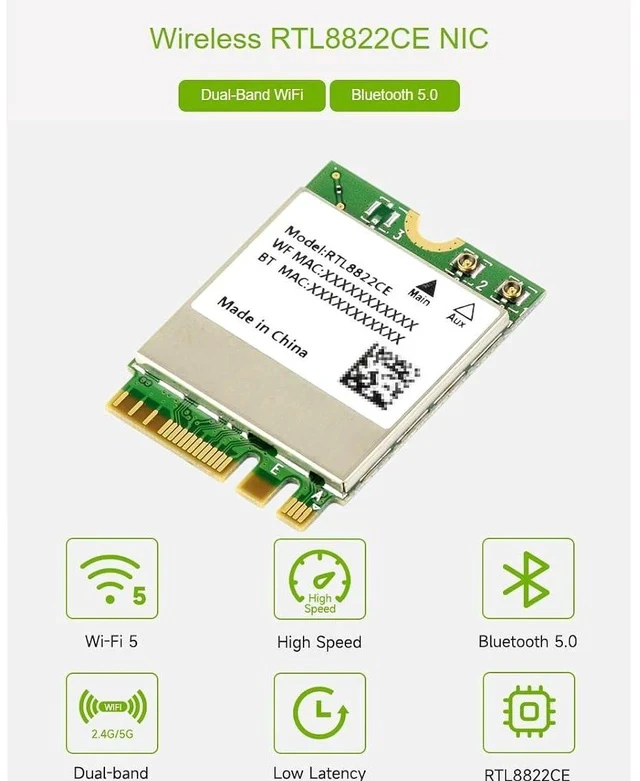 Alt view image 2 of 7 - Wireless-RTL8822CE 2.4G/5GHz Dual-Band WiFi 5.0 RTL8822CE Wireless NIC Module, Bluetooth 5.0 standard, Compatible with Bluetooth 2.1+EDR,Supports Linux, Windows 10/11