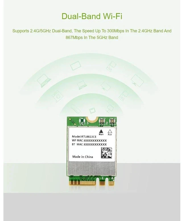 Alt view image 3 of 7 - Wireless-RTL8822CE 2.4G/5GHz Dual-Band WiFi 5.0 RTL8822CE Wireless NIC Module, Bluetooth 5.0 standard, Compatible with Bluetooth 2.1+EDR,Supports Linux, Windows 10/11