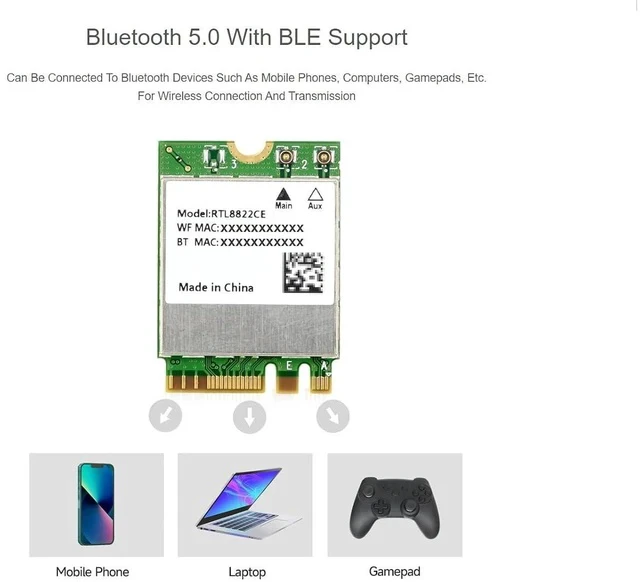 Alt view image 4 of 7 - Wireless-RTL8822CE 2.4G/5GHz Dual-Band WiFi 5.0 RTL8822CE Wireless NIC Module, Bluetooth 5.0 standard, Compatible with Bluetooth 2.1+EDR,Supports Linux, Windows 10/11