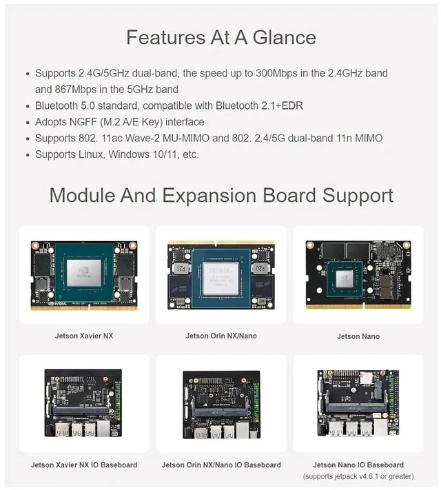 Alt view image 5 of 7 - Wireless-RTL8822CE 2.4G/5GHz Dual-Band WiFi 5.0 RTL8822CE Wireless NIC Module, Bluetooth 5.0 standard, Compatible with Bluetooth 2.1+EDR,Supports Linux, Windows 10/11