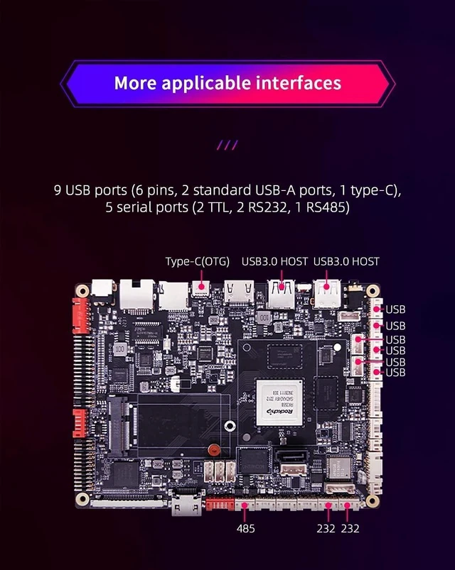 Alt view image 6 of 7 - AIOT-3588A Intelligent self-Service Terminal Motherboard, Equipped with Rockchip RK3588 Octa-core, 6 Tops NPU, Android 12.0 (4+32G)