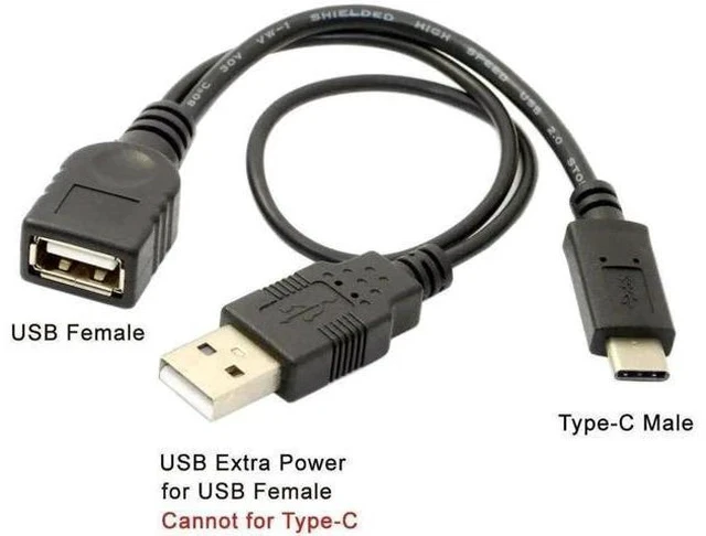 Alt view image 4 of 7 - USBC to USBA USB2.0 OTG Adapter Cable with Supplementary Power Supply