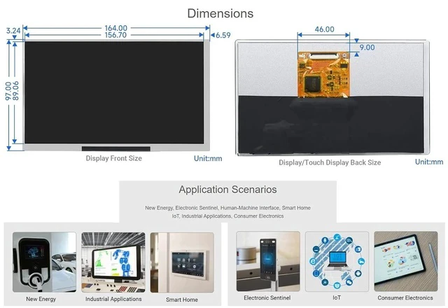 Alt view image 6 of 7 - 1024 × 600 Resolution 7inch IPS Display Integrated Thin and Light Screen for Raspberry Pi,Jetson Nano,Windows PC,Support Windows/Linux/Android System,170° Wide Viewing Angle