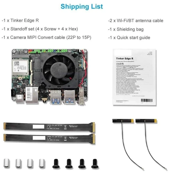 Alt view image 4 of 7 - Tinker Edge R SBC Rockchip RK3399Pro Mini Motherboard with 4G RAM 2GB Rockchip NPU 16GB eMMC 3TOPS (Pro Version 6GB+16GB)