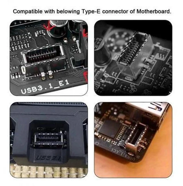 Alt view image 7 of 7 - TypeE to Dual USBA + 9Pin USB2.0 Header Multi-Port Hub Adapter Cable | USB3.1 Gen2 Front Panel Header Splitter for Motherboard Port Expansion