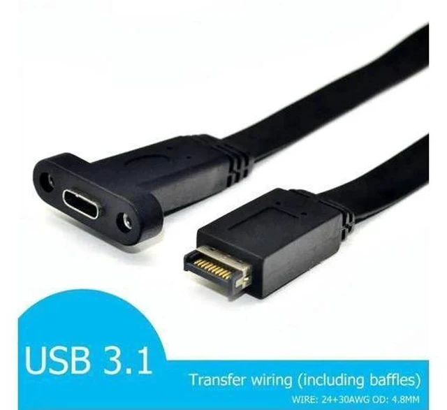 Alt view image 2 of 3 - 30cm USB 3.1 Gen2 Type-E 20Pin Motherboard Header to USB-C Female Extension Cable, 10Gbps Internal Front Panel USB Type-C Adapter for ATX/MATX/ITX DIY PC Gaming Workstation