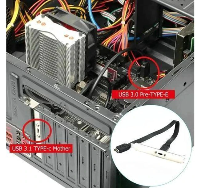 Alt view image 3 of 3 - 30cm USB 3.1 Gen2 Type-E 20Pin Motherboard Header to USB-C Female Extension Cable, 10Gbps Internal Front Panel USB Type-C Adapter for ATX/MATX/ITX DIY PC Gaming Workstation