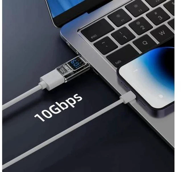 Alt view image 6 of 6 - 2 Pack USB 3.2 A to USB C Adapter with LED Digital Power Display, Real-Time Monitor Voltage Current Wattage Converter Compatible with iPhone 15 Series, iPad Air/Pro, MacBook, All USB-C Phones & Tablet
