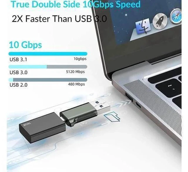 Alt view image 7 of 7 - 2 Pack USB C Female to USB A Male Adapter USB 3.1 Gen 2, 10Gbps SuperSpeed Type C Converter Support Charging Audio Data Sync for Laptops Phones Power Banks