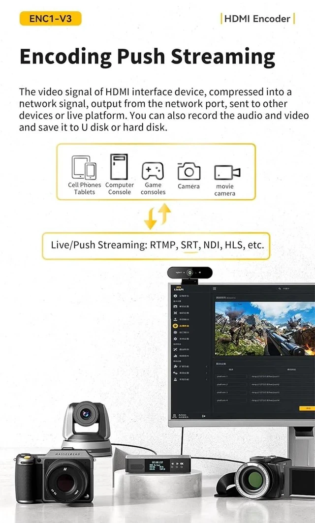 Alt view image 7 of 7 - Link Pi ENC1-V3 4K HDMI Encoder&Decoder for Live Streaming, HDMI Video Capture for Compatible Multi-Platform, SRT and NDI Supported, Multi-Scenario Equipment Encoder