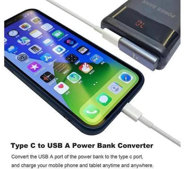 Alt view image 3 of 6 - 2 Pack Left & Right 90 Degree USB C Female to USB A Male Adapter, Fast Charging Converter Compatible with iPhone, iWatch, AirPods, iPad Air/Mini & USB-C Devices