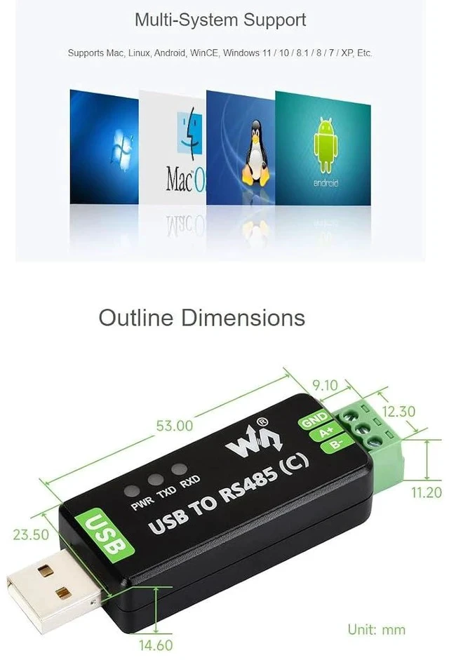 Alt view image 4 of 6 - USB to RS485 (C) Converter Adapter with Original FT232RNL Chip,Industrial Grade Isolated Bidirectional Converter,ESD and TVS Protection,Compatible with Multiple Systems