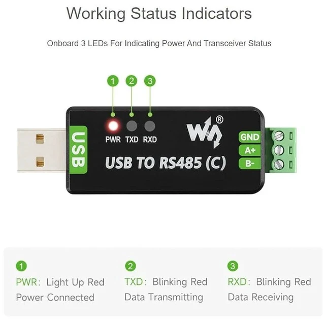 Alt view image 5 of 6 - USB to RS485 (C) Converter Adapter with Original FT232RNL Chip,Industrial Grade Isolated Bidirectional Converter,ESD and TVS Protection,Compatible with Multiple Systems