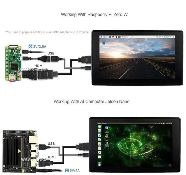 Alt view image 4 of 7 - 7inch HDMI LCD (H) (with case) 1024x600 for Raspberry Pi IPS Display Capacitive Touch Screen Monitor with Toughened Glass Cover Case for Raspberry Pi 4/3/2/1 B B+ A+/Jetson Nano/Windows 10