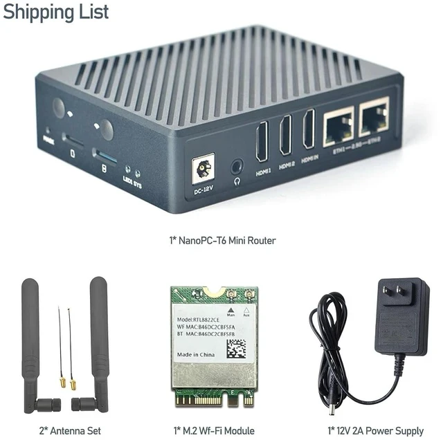 Alt view image 2 of 7 - NanoPC-T6 Internet Travel Routers Board with Metal case Powered by RK3588, 8GB RAM, Dual 2.5G Ethernet, HDMI in/Out, Support Android Debian (8GB LPDDR4X,64GB eMMC, WiFi Bundle)