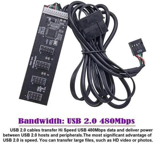 Alt view image 3 of 7 - Internal USB2.0 9Pin/10Pin Header 1-to-4 Female Hub Splitter Cable with IDE Power Supply Port for Motherboard