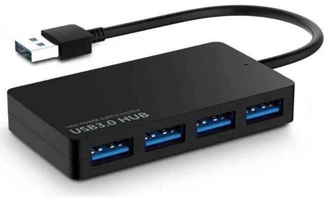 Main image of Ultra Slim Black 4-Port USB 3.0 Hub, 5Gbps High Speed Data Splitter, Portable USB Port Expander Compatible with Mac, Windows Laptops & Ultrabooks