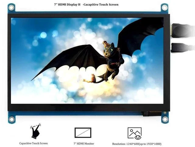 Alt view image 3 of 7 - 7inch HDMI LCD (H) 1024x600 IPS Capacitive Touch Screen LCD Display HDMI Module for Raspberry Pi, Jetson Nano, BB Black, Banana Pi, Microsoft XBOX360 and Nintendo Switch