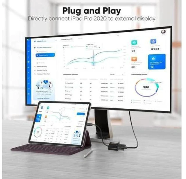 Alt view image 3 of 7 - USB C Male to VGA Female Adapter 1080P@60Hz, Thunderbolt 3/4 Type C to VGA Converter Black Compatible with iPhone 15 Plus/15 Pro Max, MacBook Pro, iPad Pro, Surface Book 2
