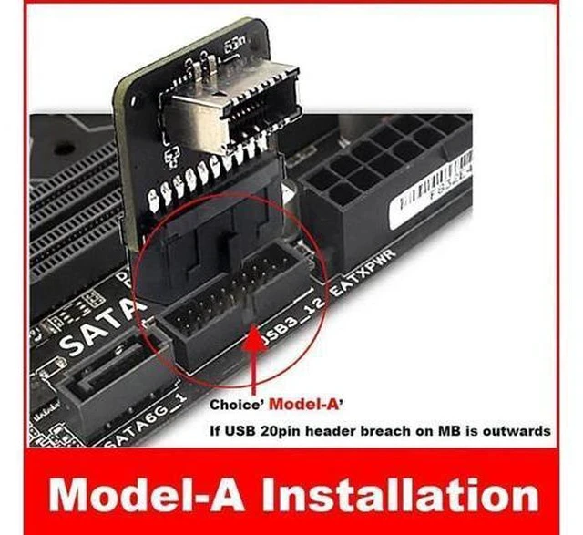 Alt view image 2 of 5 - USB3.0 19/20Pin Motherboard Header to KeyA TypeE Adapter, Internal Converter for USBC Front Panel Port