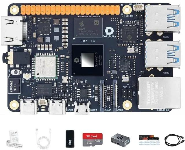 Main image of D-Robotics RDK X5 Development Board - 10 Tops AI, 4GB/8GB RAM, Sunrise 5 Chip, Octa-core Cortex A55, MIPI DSI, HDMI, Wi-Fi 6, Bluetooth 5.4, Ready-to-Use (4GB RAM,Binocular Camera)