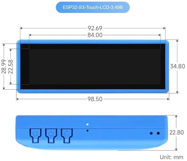 Alt view image 7 of 7 - ESP32-S3 Development Board with 3.49inch IPS Capacitive Touch LCD (B),172 × 640 Resolution 16.7M Color QSPI Display,Supports AI Interaction and Offline Voice Control