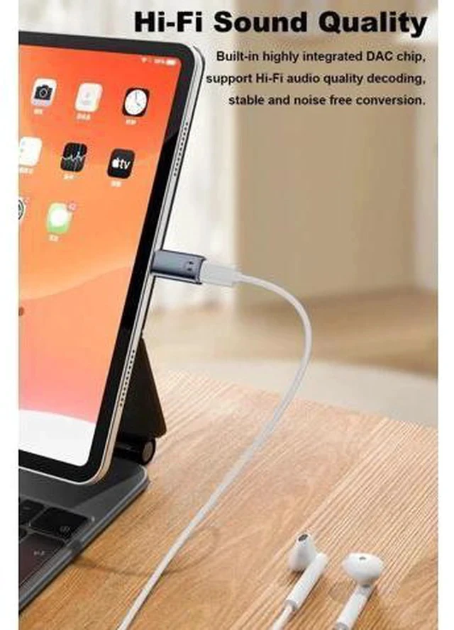 Alt view image 5 of 6 - USB C to 3.5mm Headphone Jack Adapter, Type C Audio Converter Compatible with iPhone 15/16 Series, iPad Air, Grey, No Charging/Data/Lavalier Mic Support