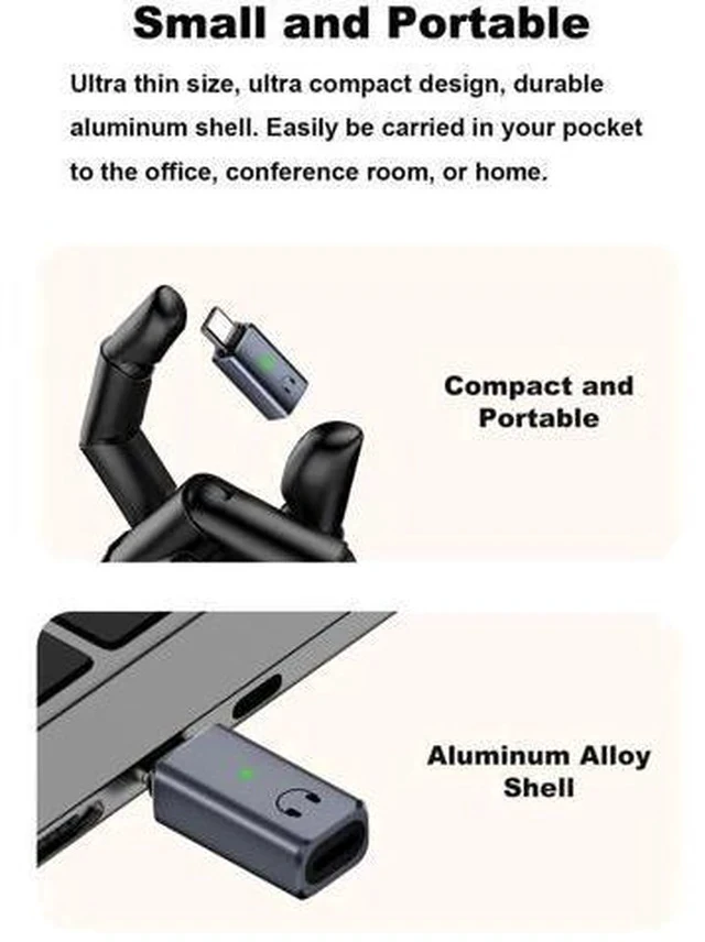 Alt view image 6 of 6 - USB C to 3.5mm Headphone Jack Adapter, Type C Audio Converter Compatible with iPhone 15/16 Series, iPad Air, Grey, No Charging/Data/Lavalier Mic Support