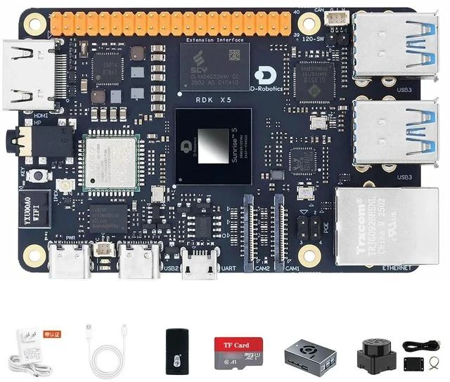 Main image of D-Robotics RDK X5 Development Board - 10 Tops AI, 4GB/8GB RAM, Sunrise 5 Chip, Octa-core Cortex A55, MIPI DSI, HDMI, Wi-Fi 6, Bluetooth 5.4, Ready-to-Use (8GB RAM,Lidar Kit)