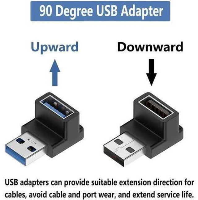 Alt view image 4 of 5 - 90 Degree Up-Down USB 3.1 Adapter, Vertical USB A Male to Female Elbow Connector, High Speed USB A Extender for PC, Laptop, USB Charger, Flash Drives & All USB-A Devices