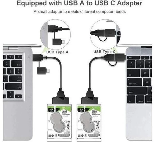 Alt view image 5 of 7 - 2 in 1 SATA to USB 3.0 Adapter Cable, USB 3.0 SATA Hard Drive Reader Converter for 2.5 Inch SATA HDD SSD, External Storage Cable Supports UASP Fast Data Transfer