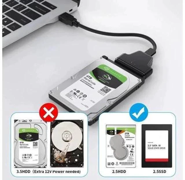 Alt view image 6 of 7 - 2 in 1 SATA to USB 3.0 Adapter Cable, USB 3.0 SATA Hard Drive Reader Converter for 2.5 Inch SATA HDD SSD, External Storage Cable Supports UASP Fast Data Transfer