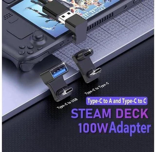Alt view image 6 of 6 - 2 Pack 180 Degree Straight Flip USB-C Male to Female Adapter, USB 3.1 Type-C Converter Supporting 100W PD Fast Charging & 4K@60Hz Video Output, Compatible with Steam Deck, Switch, Phones, Tablets & La