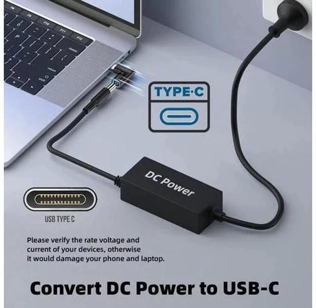 Alt view image 4 of 7 - 90 Degree Right Angle DC 5.5x1.7mm 20V Input to USB-C Output Power Adapter, 65W PD Fast Charging Converter Plug for Laptops, Phones and All USB-C Devices