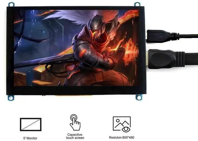 Main image of 5 inch Capacitive Touch Screen TFT LCD Display 800x480 HDMI LCD for Raspberry Pi, BB Black, Jetson Nano Support Systems Windows 10/8.1/8/7, Game Consoles XBOX360, Nintendo Switch