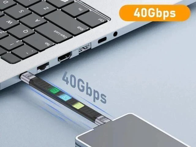 Alt view image 3 of 5 - USB4 FPC Flexible Cable, USB-C to USB-C Slim Flat Cord, 40Gbps Data, 8K Video, 240W PD Charging, Thunderbolt 4/3 Compatible for EGPU Docking SSD MacBook Phone, 5.11 Inch Black