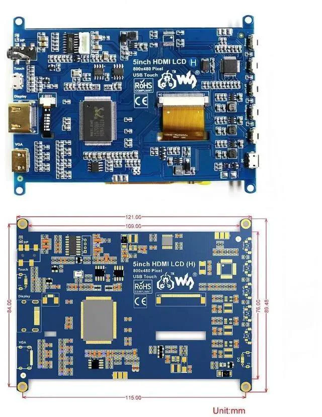 Alt view image 6 of 6 - 5 inch Capacitive Touch Screen TFT LCD Display 800x480 HDMI LCD for Raspberry Pi, BB Black, Jetson Nano Support Systems Windows 10/8.1/8/7, Game Consoles XBOX360, Nintendo Switch