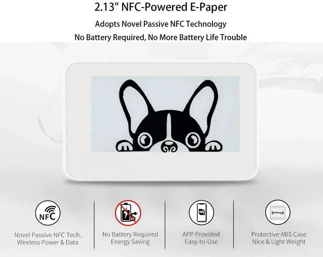 Alt view image 2 of 6 - 2.13 inch Passive NFC-Powered e-Paper,250×122 Pixel, No Battery Required No Messy Wiring Novel Passive NFC Tech Wireless Powering & Data Transfer APP Provided