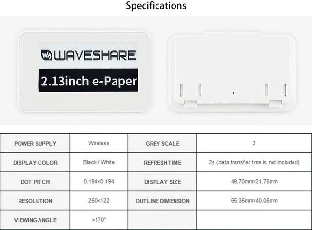 Alt view image 5 of 6 - 2.13 inch Passive NFC-Powered e-Paper,250×122 Pixel, No Battery Required No Messy Wiring Novel Passive NFC Tech Wireless Powering & Data Transfer APP Provided