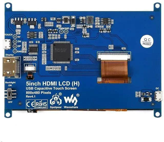 Alt view image 2 of 7 - 5 inch Capacitive Touch Screen TFT LCD Display Toughened Glass Panel 800x480 5inch HDMI H V4 LCD for Raspberry Pi 4B/3B+/3B/Zero/Zero W WH,PC,Support VariousSystems